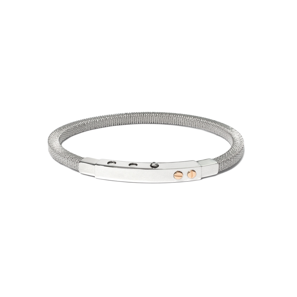Bracciale Borsari Gioielli in acciaio 316L con viti in oro rosè 18KT