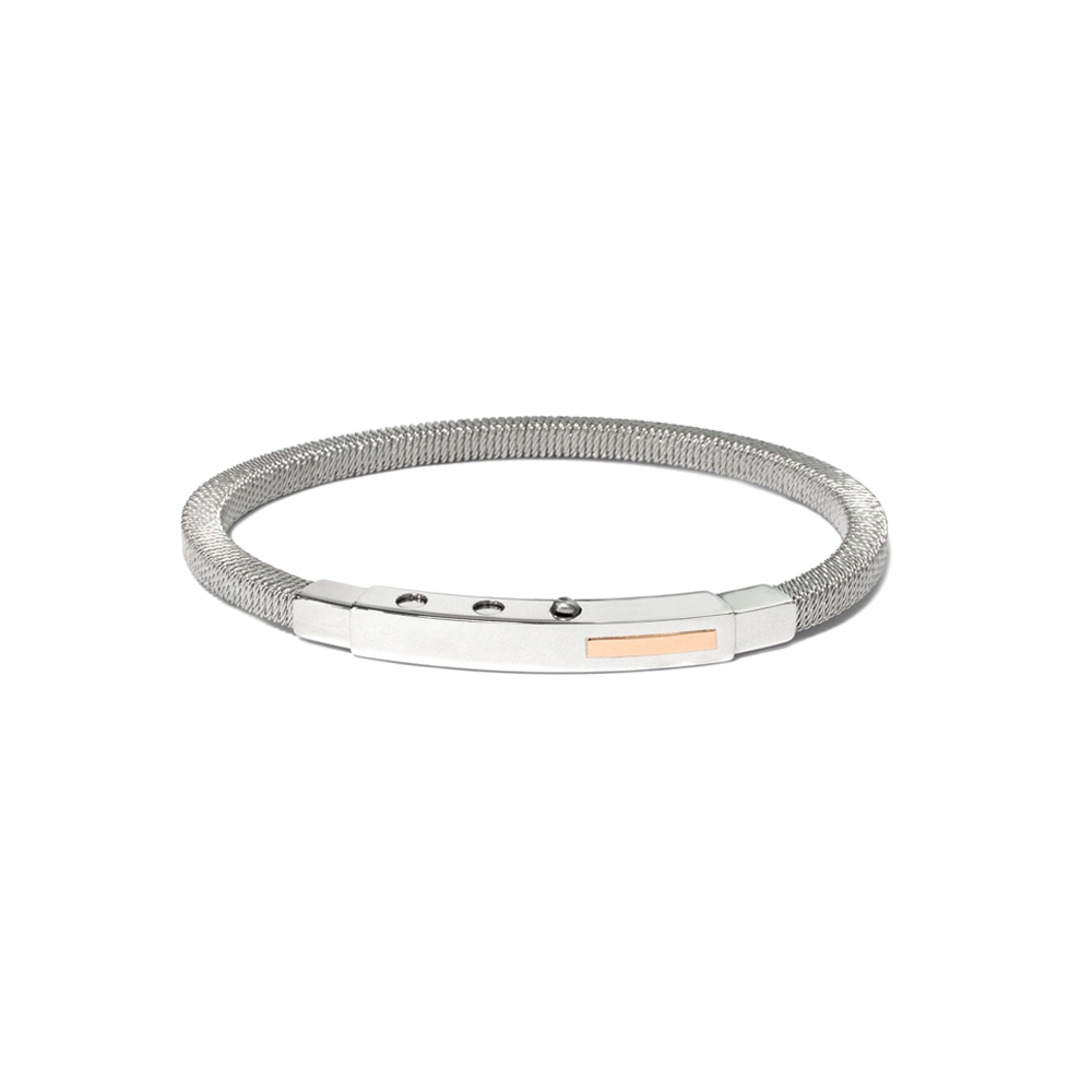 Bracciale Borsari Gioielli in acciaio 316L con targa in oro rosè 18KT