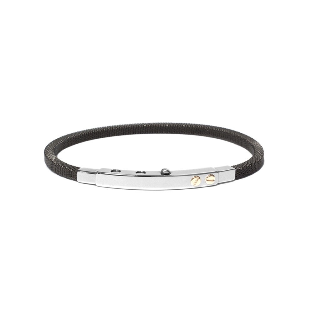 Bracciale Borsari Gioielli in acciaio 316L con viti in oro rosè 18KT