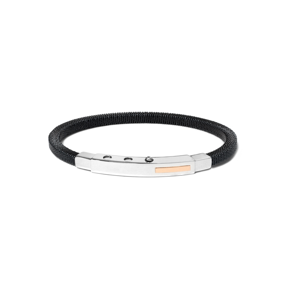 Bracciale Borsari Gioielli in acciaio 316L con targa in oro rosè 18KT
