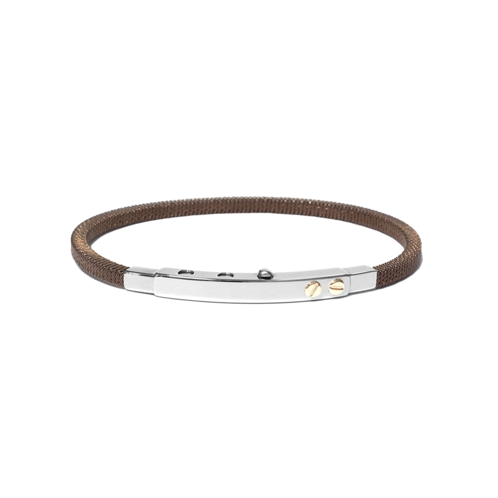 Bracciale Borsari Gioielli in acciaio 316L con viti in oro rosè 18KT