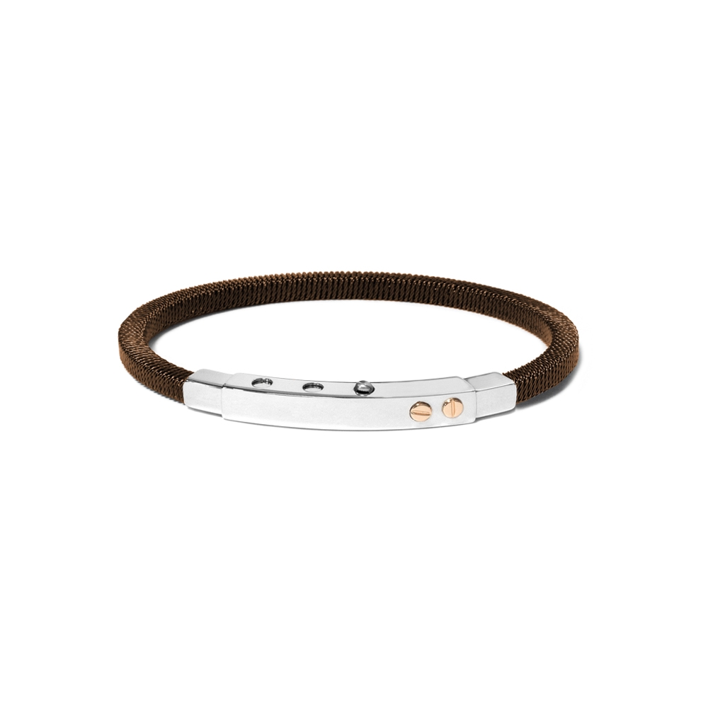 Bracciale Borsari Gioielli in acciaio 316L con viti in oro rosè 18KT