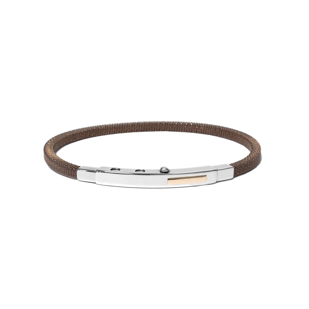 Bracciale Borsari Gioielli in acciaio 316L con targa in oro rosè 18KT