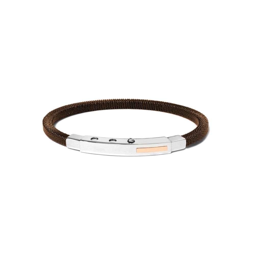 Bracciale Borsari Gioielli in acciaio 316L con targa in oro rosè 18KT