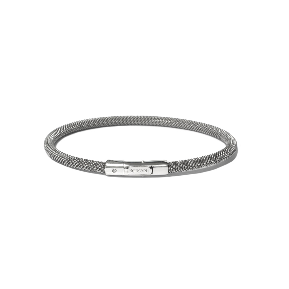 Bracciale Borsari Gioielli in argento e acciaio con diamante naturale