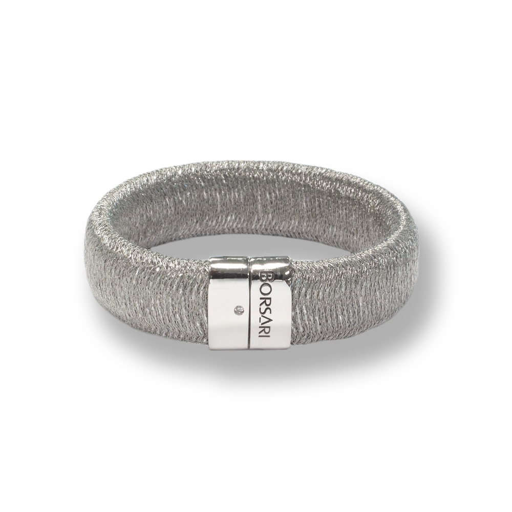 Bracciale Borsari Gioielli in filato metallico ed argento 925% con diamante Lab grown