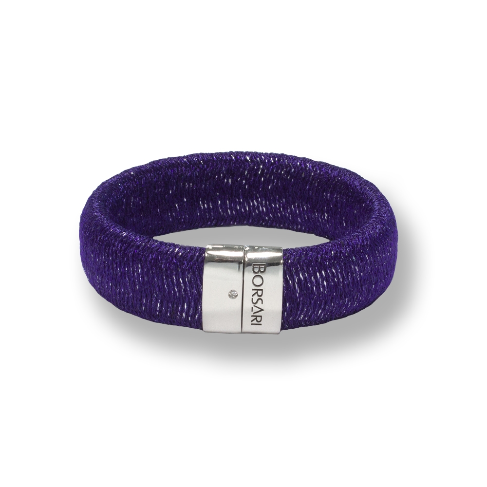 Bracciale Borsari Gioielli in filato metallico ed argento 925% con diamante Lab grown