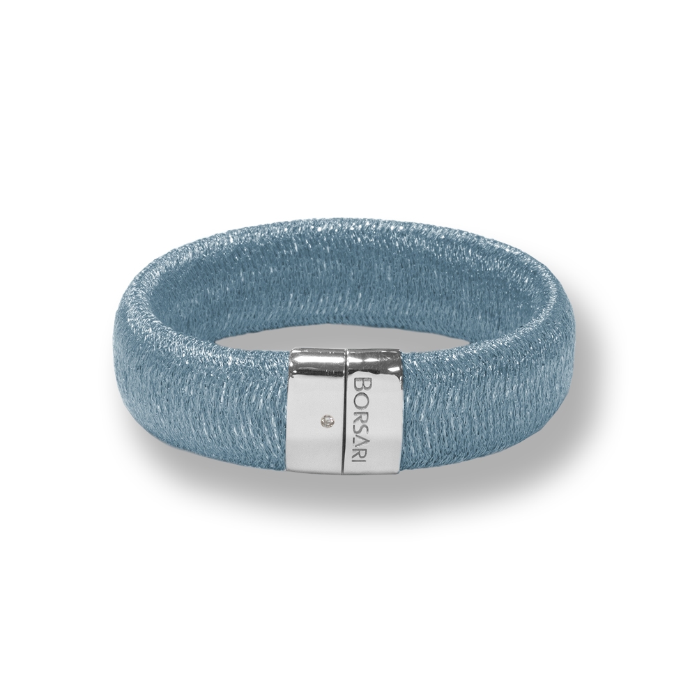 Bracciale Borsari Gioielli in filato metallico ed argento 925% con diamante Lab grown