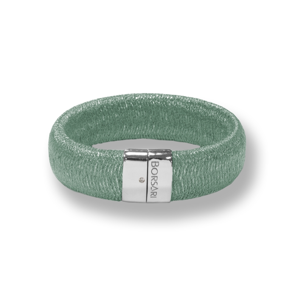 Bracciale Borsari Gioielli in filato metallico ed argento 925% con diamante Lab grown