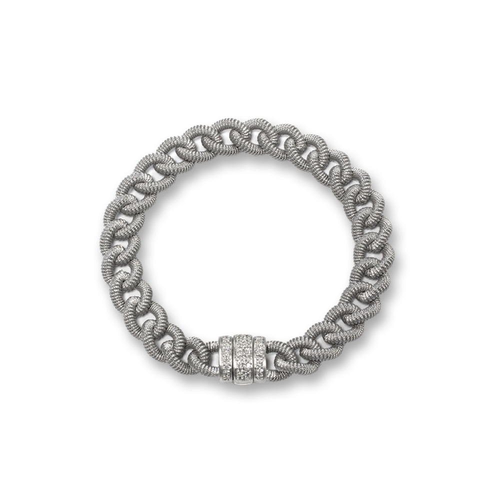 Bracciale "grumetta" in argento 925% con diamanti naturali