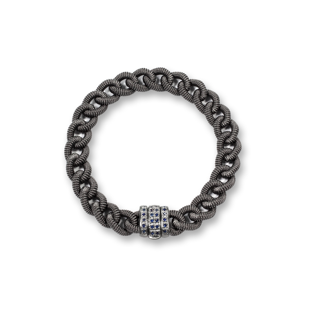 Bracciale "grumetta" in argento 925% con zaffiri