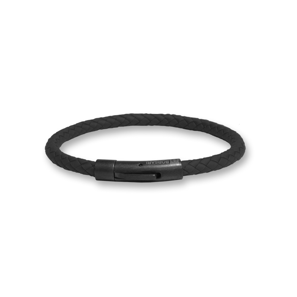 Bracciale Borsari Gioielli in caucciù e acciaio PVD nero
