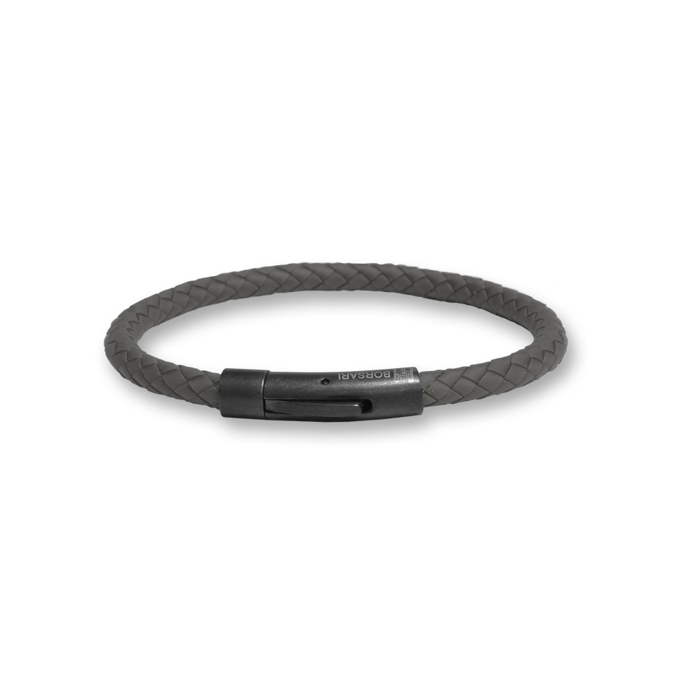 Bracciale Borsari Gioielli in caucciù e acciaio PVD nero
