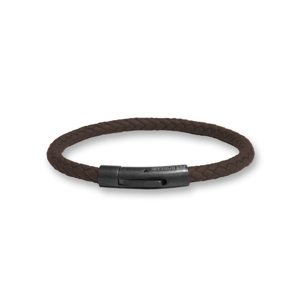 Bracciale Borsari Gioielli in caucciù e acciaio PVD nero