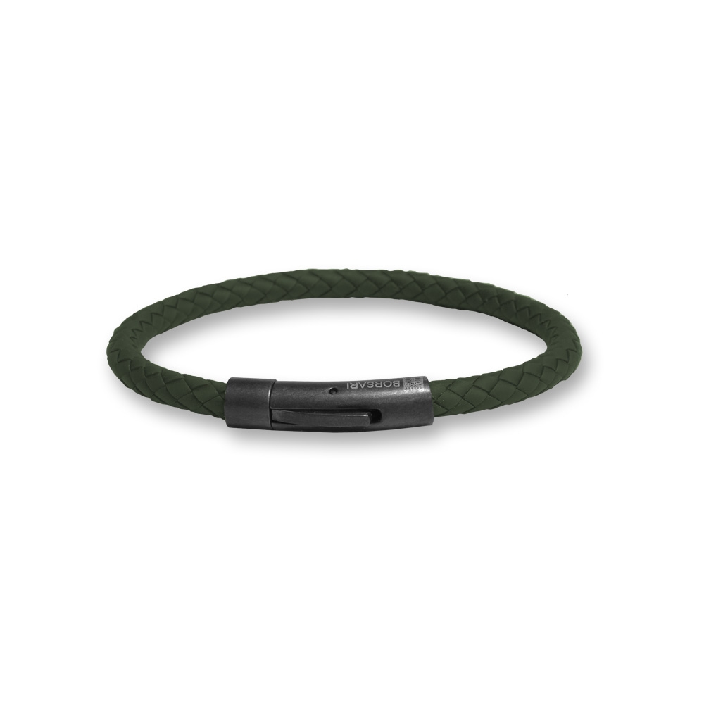 Bracciale Borsari Gioielli in caucciù e acciaio PVD nero