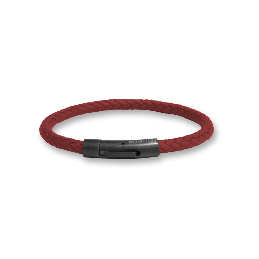 Bracciale Borsari Gioielli in caucciù e acciaio PVD nero