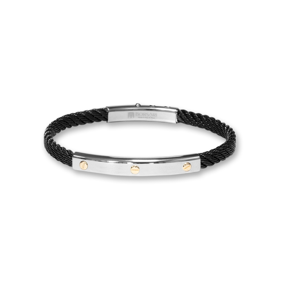 Bracciale Borsari Gioielli in acciaio 316L e viti in oro rosè 18KT