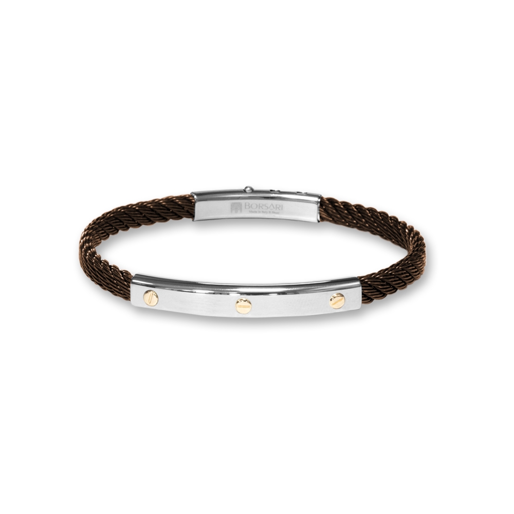Bracciale Borsari Gioielli in acciaio 316L e viti in oro rosè 18KT
