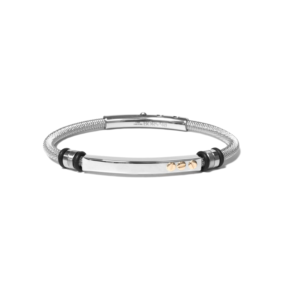 Bracciale Borsari Gioielli in acciaio 316L  e viti in oro rosè 18KT