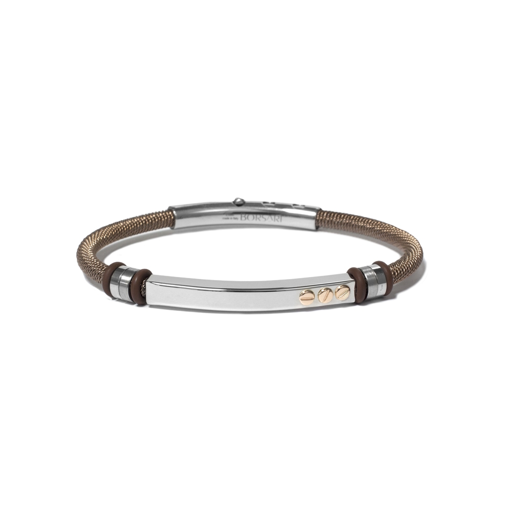 Bracciale Borsari Gioielli in acciaio 316L  e viti in oro rosè 18KT